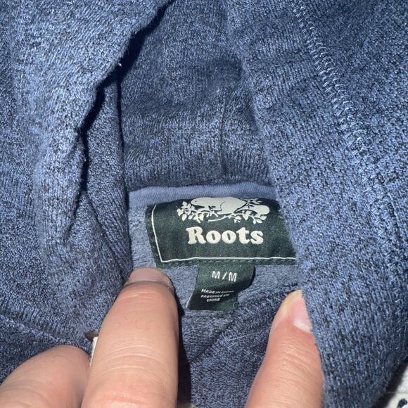 Roots Canada Hoodie Sweatshirt Mens Medium Blue Hooded Pullover Beaver - Picture 4 of 8